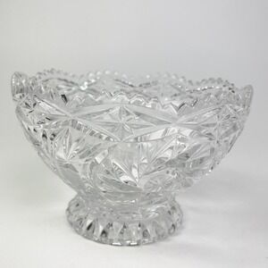 American Brilliant Cut Glass Pinwheels Pineapple Candy Bowl Pedestal
